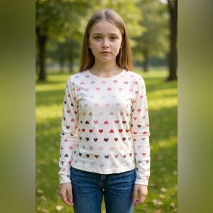 Old Navy Multicolor Heart Long Sleeve Tee